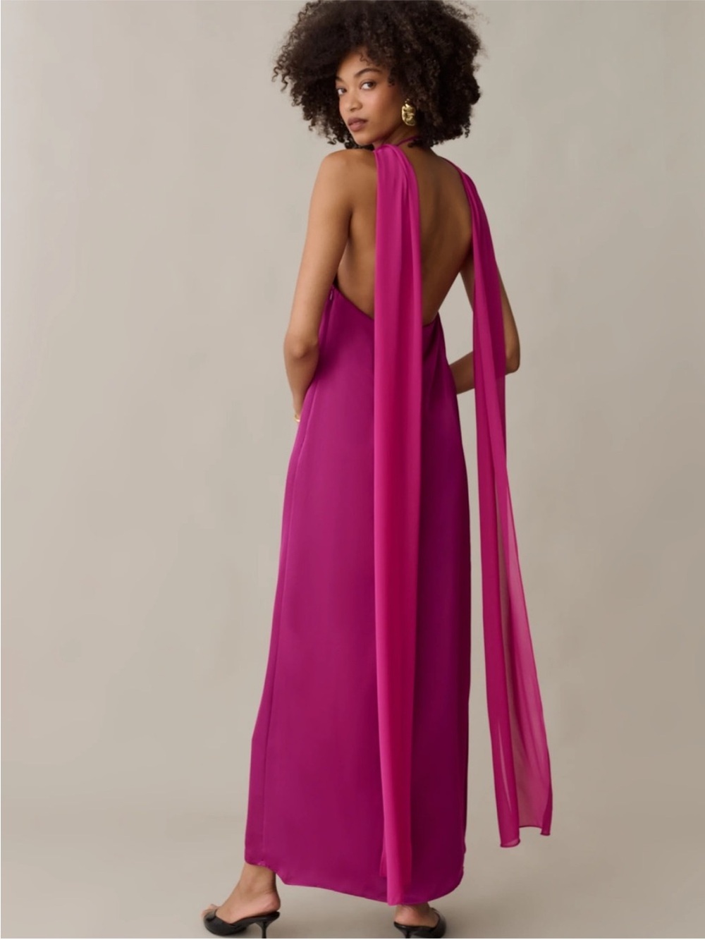 o.p.t Alessia Dress in Orchid Chiffon Neck Scarf Maxi Silky Dress Size M NEW